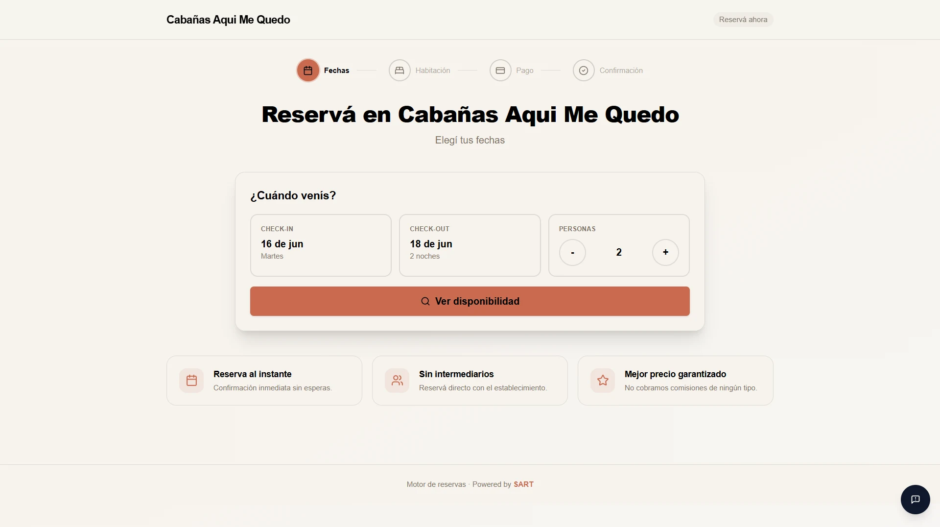 Portal público de reservas con pago integrado